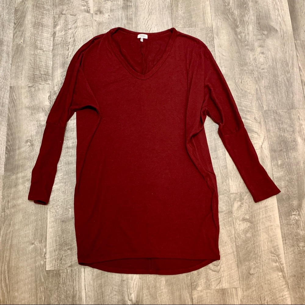 Burgundy Long sleeve Tunic Top L